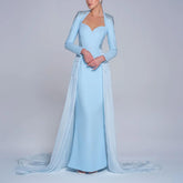 Blue embroidered dress with overskirt - Rody